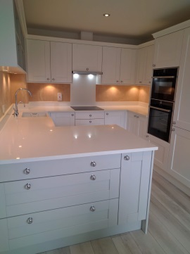 Painted kitchen with quartz worktops